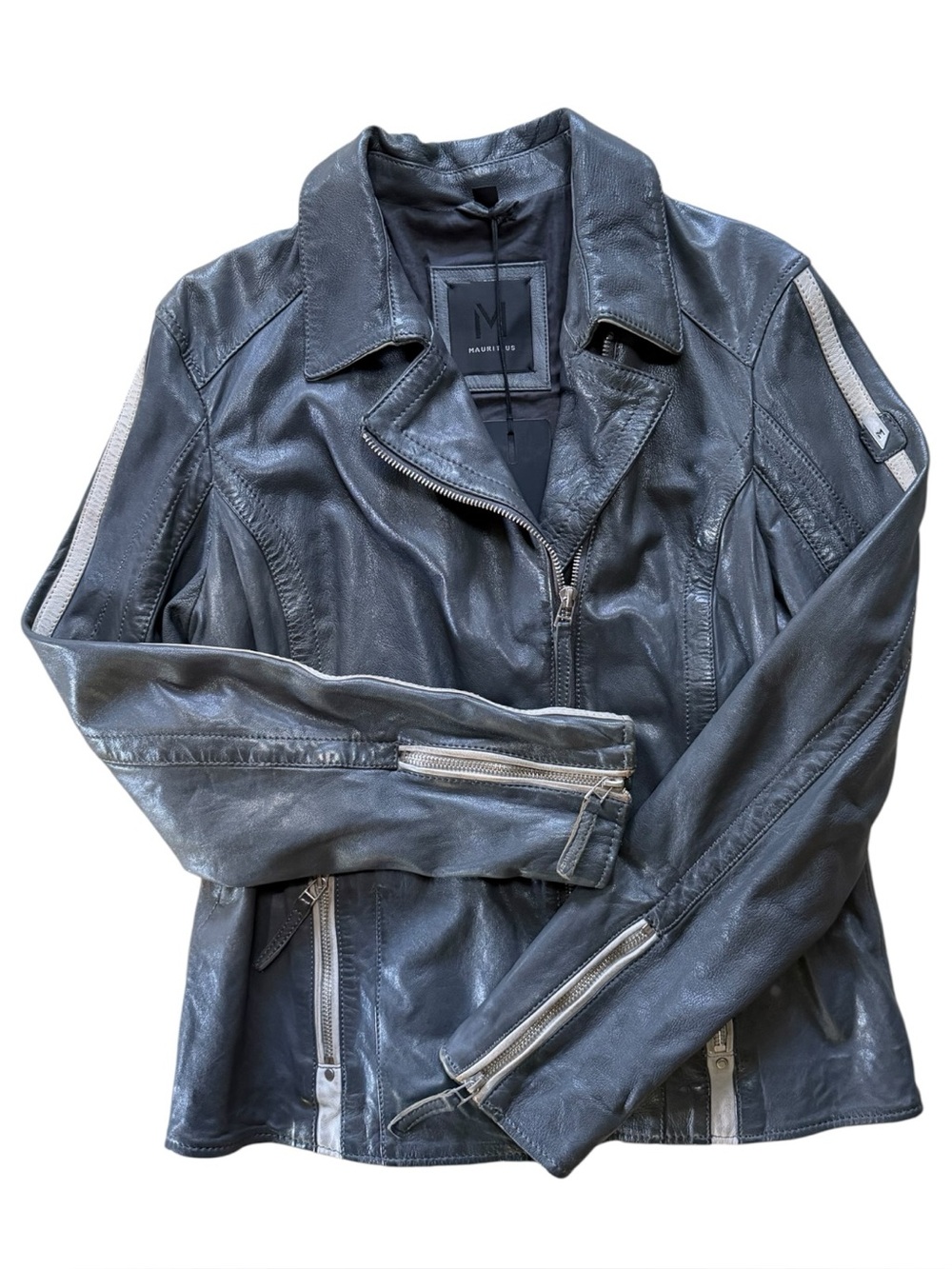 NWT MAURITIUS Women's Kiella Leather Moto Jacket - XXL Fits Like a LARGE